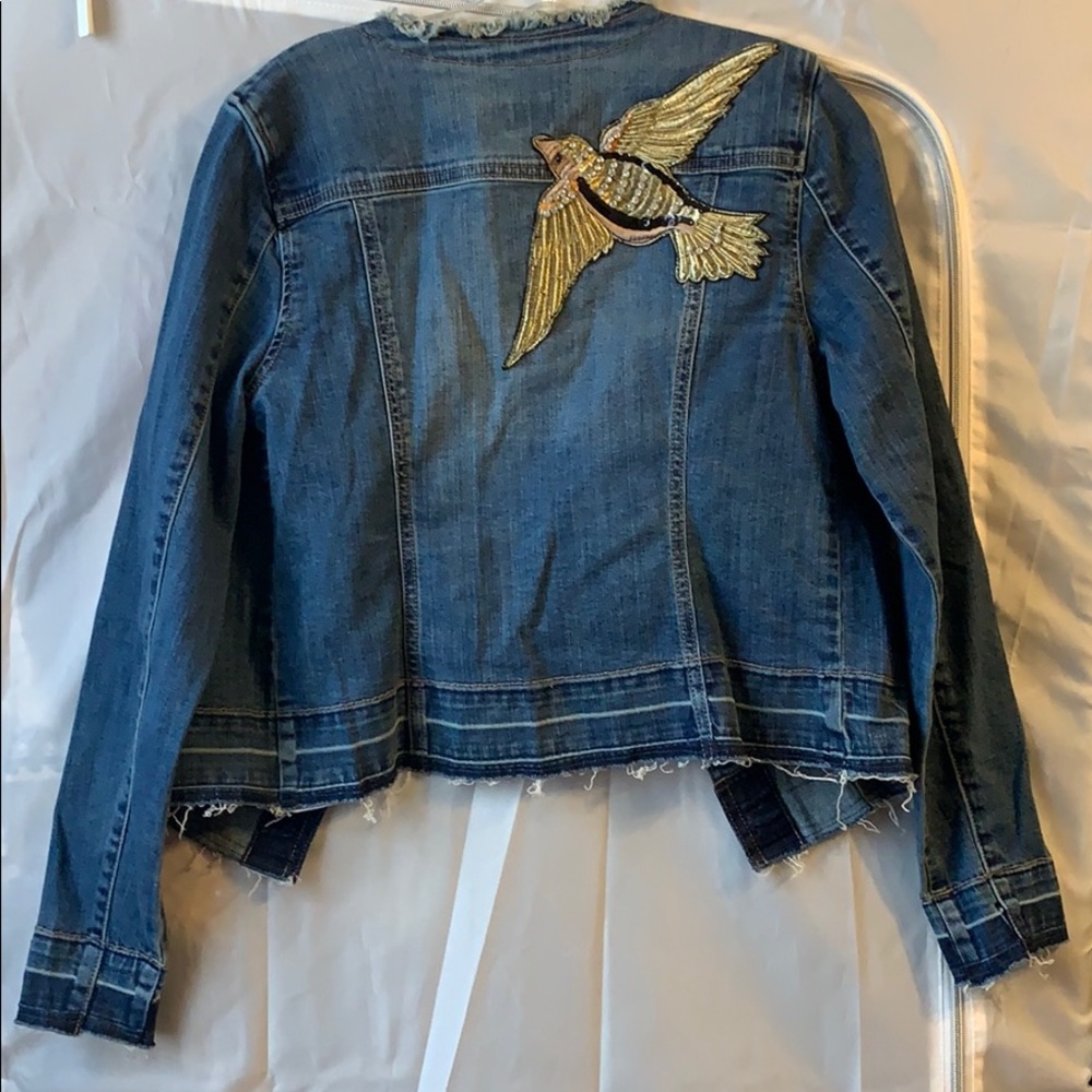 Denim Jacket with embroidery/beading back detail
